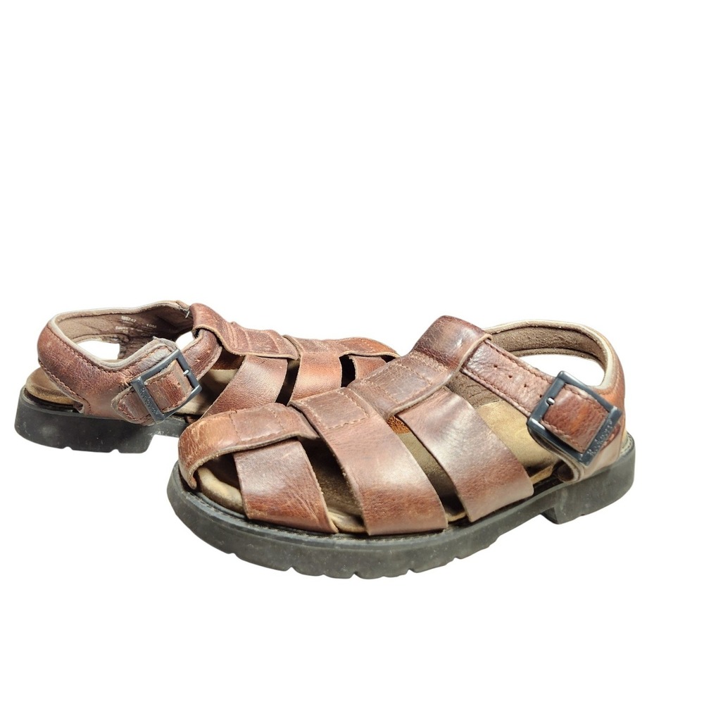 Vintage 90s Mens Brown Leather Fisherman Sandals Gorpcore Dad Shoes Grunge 10 - Picture 15 of 15